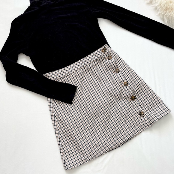 Plaid Button Up Mini Skirt - Picture 2 of 6